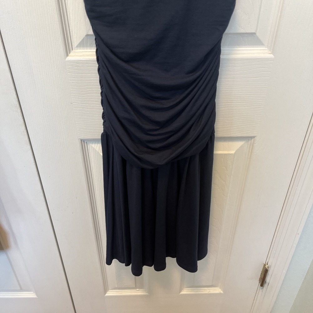 VTG Y2K Bebe Women’s Ruched Side Bodycon Dress Navy Blue Size Small Made In USA - Picture 7 of 16